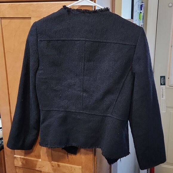 Loft size 4 blazer jacket loft outlet open cardigan coat knit woven tweed frayed - Picture 8 of 8
